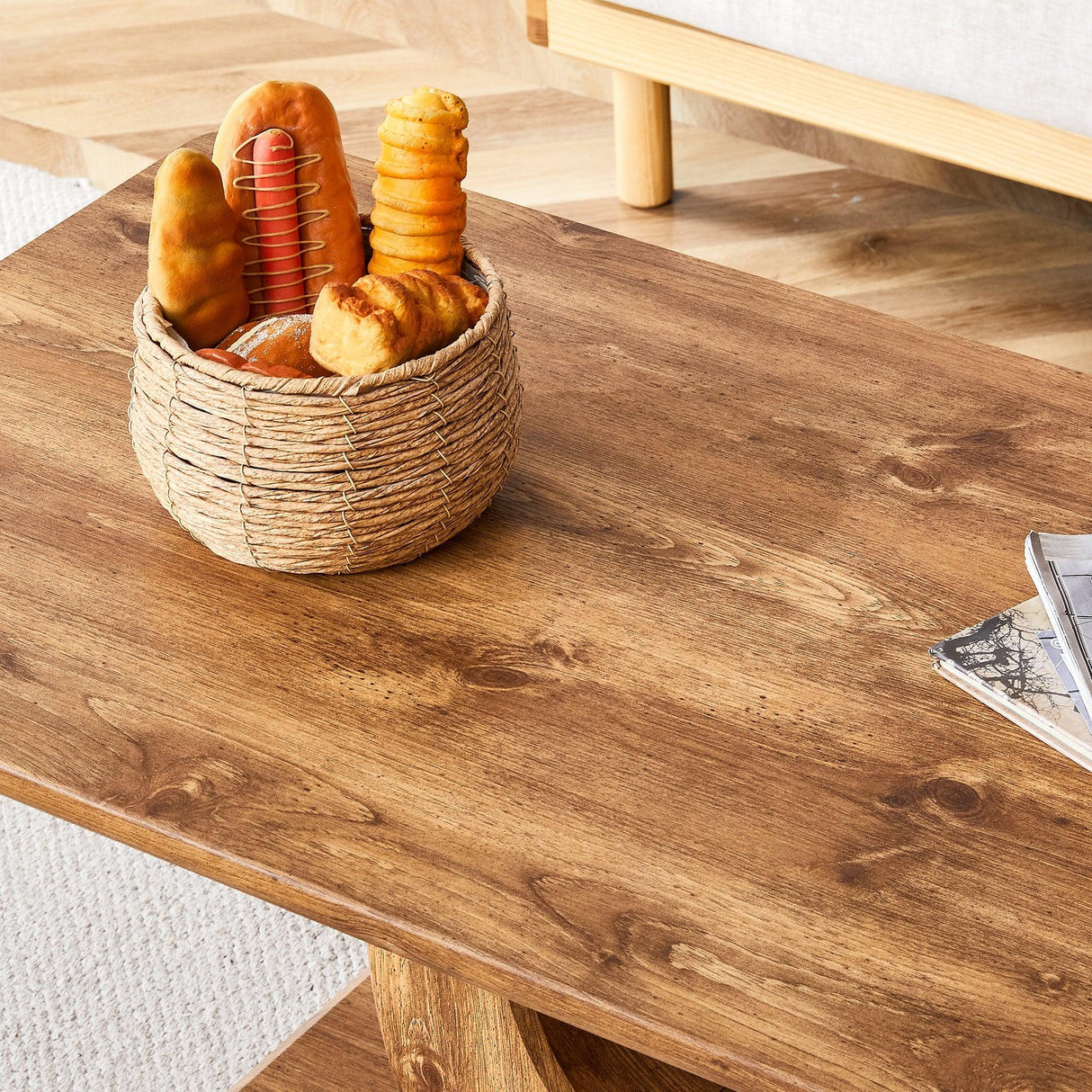 Coffee Table Wood Rectangular With Curved Base Walnut - Furniture Home Direct