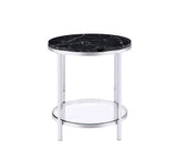 Virlana - Faux Marble Top End Table - Black / Chrome - Furniture Home Direct