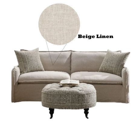 Upendo - Pattern Linen Sofa With 2 Toss Pillows - Beige - Furniture Home Direct
