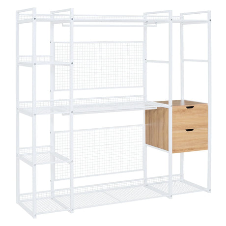 Open Style Wardrobe With Hanging Rails, Shelves And Drawers - Furniture Home Direct