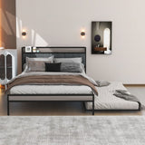Platform Bed Frame With Trundle, USB Ports And Slat Support, No Box Spring Needed - Furniture Home Direct