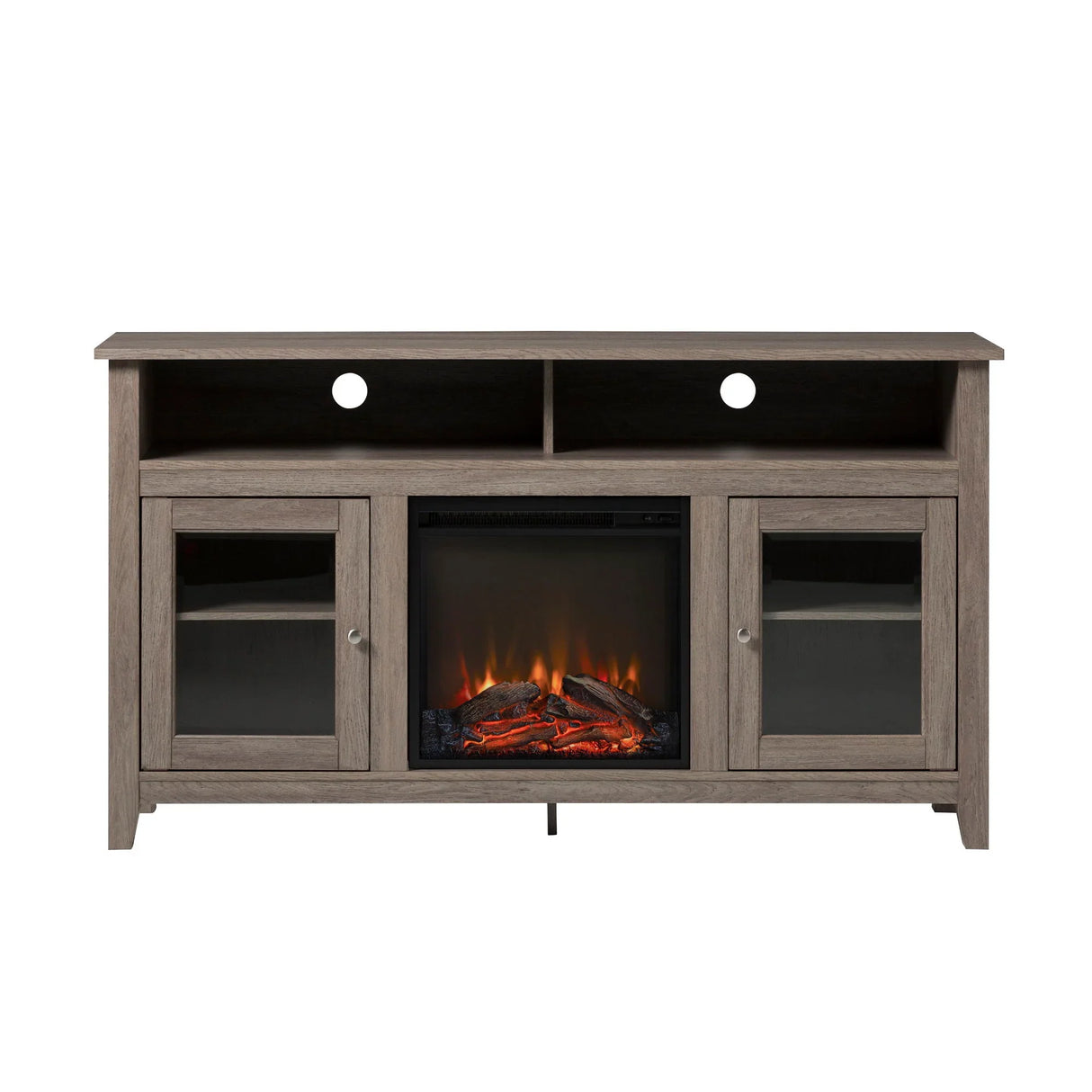 Classic Glass Door Fireplace Tall TV Stand For TVs Up To 65" - Furniture Home Direct