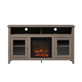 Classic Glass Door Fireplace Tall TV Stand For TVs Up To 65" - Furniture Home Direct