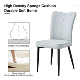 Dining Chairs Modern PU Upholstered Black Metal Legs Gray - Furniture Home Direct