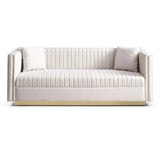 Contemporary Vertical Channel Tufted Velvet Sofa Loveseat Upholstered 2 Pieces Set With 4 Pillows - Furniture Home Direct