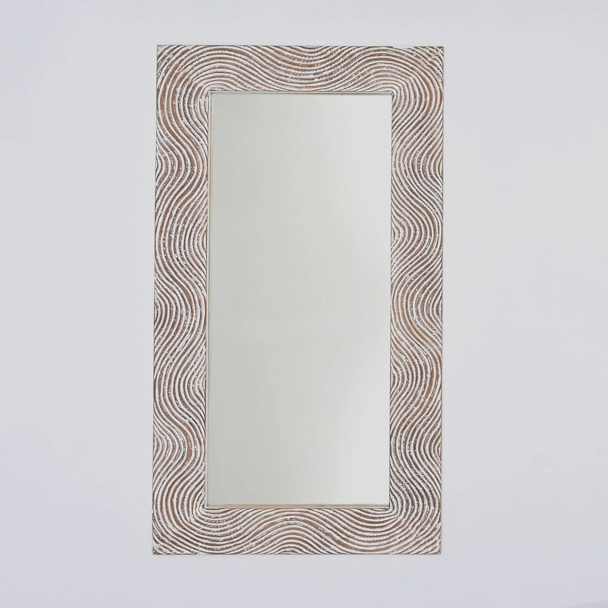 Handcarved Rectangle Mirror Accent With 3mm Glass - Antique White - Furniture Home Direct