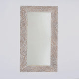 Handcarved Rectangle Mirror Accent With 3mm Glass - Antique White - Furniture Home Direct