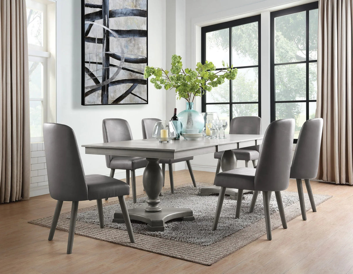 Waylon - 7 Pieces Dining Room Set - Gray / Oak - Furniture Home Direct