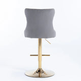 Bar Stools Velvet Upholstered Swivel Backed Set Of 2 Gray - Furniture Home Direct