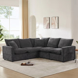 Modern L Shape Modular Sofa, 5 Seat Chenille Sectional Couch Set With 2 Pillows Included, Freely Combinable Indoor Funiture For Living Room, Apartment, Office - Furniture Home Direct