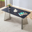Dining Table Marble Pattern Slab With Butterfly Legs Black - Furniture Home Direct