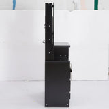 Vanity Desk With Cushioned Stool Lighted Mirror Black - Furniture Home Direct