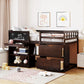 Low Loft Bed With Rolling Desk, Shelf And Drawers - Furniture Home Direct