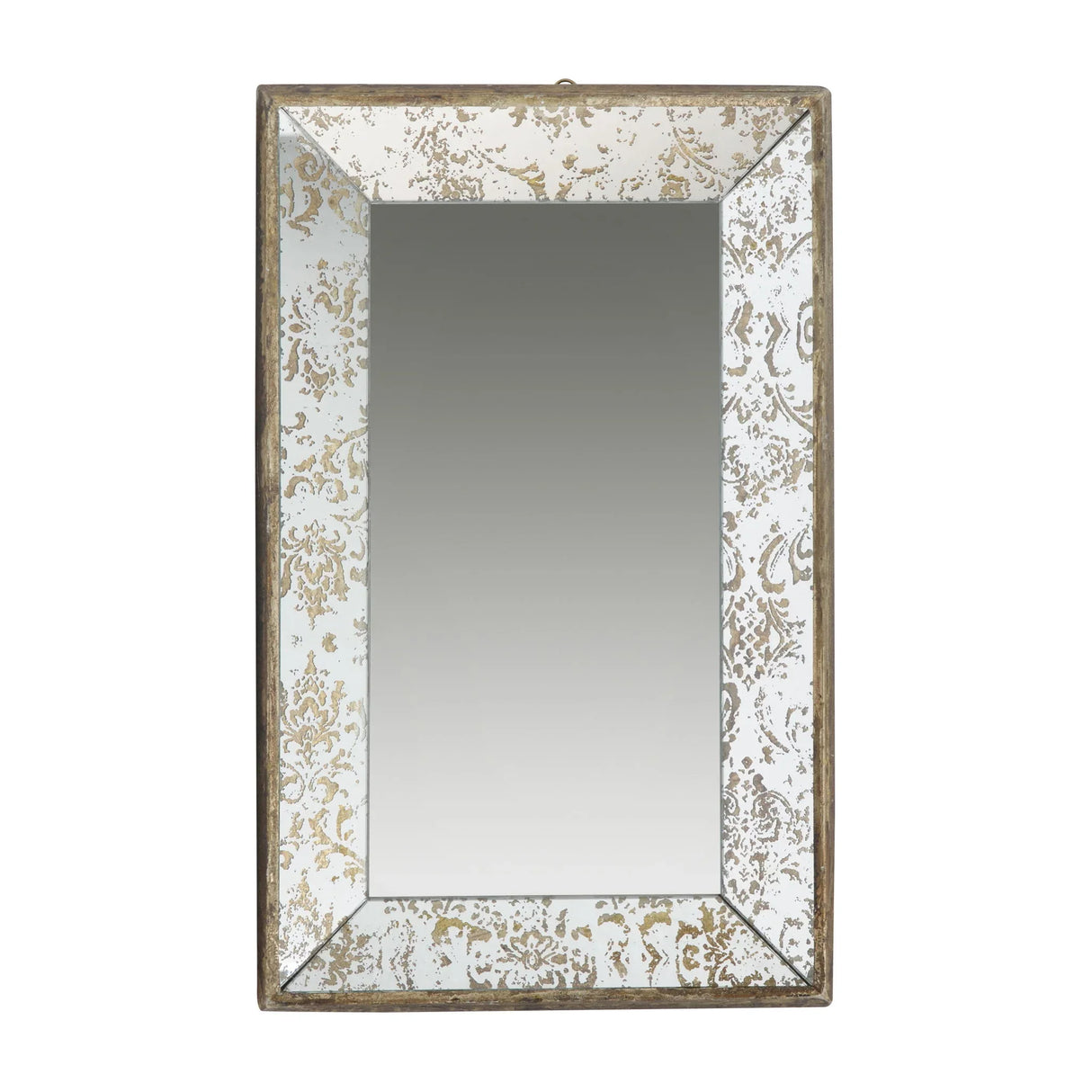 Antique Rectangle Mirror With Floral Accents, Mirrored Display Tray, Hanging Wall Mirror - Furniture Home Direct