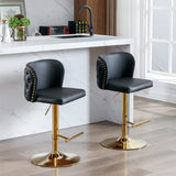 Counter Height Bar Stools Tufted PU Leather Swivel Black - Furniture Home Direct
