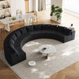 Sectional Sofa Corduroy Curved Modular Living Room Black - Furniture Home Direct