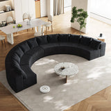 Sectional Sofa Corduroy Curved Modular Living Room Black - Furniture Home Direct