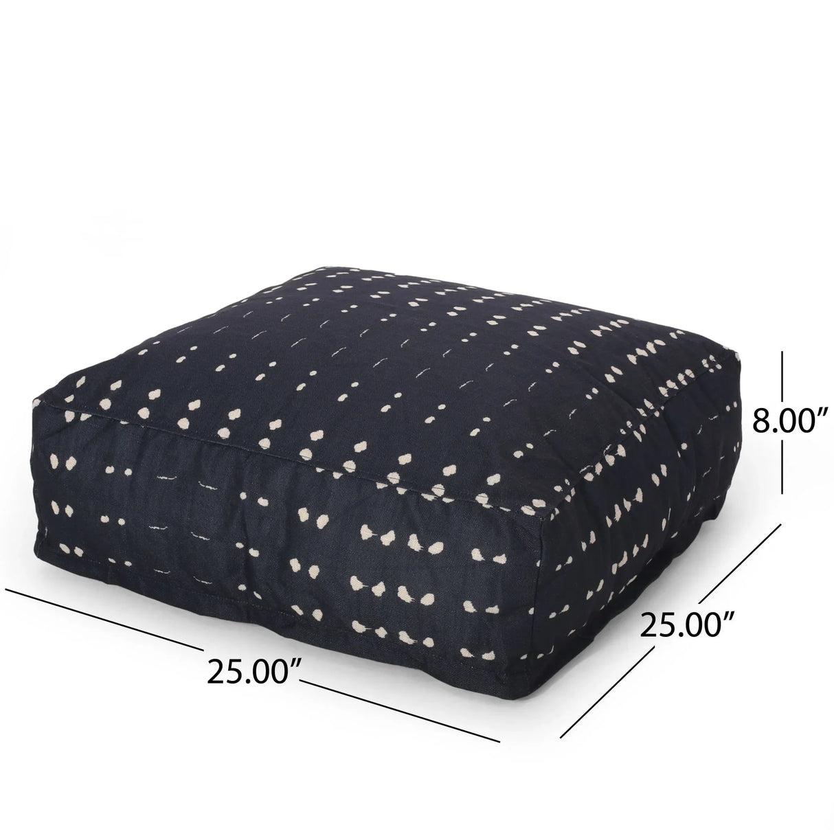 Dalm - Fabric Square Pouf Ottoman With Polystyrene Beads Filling - Dark Blue / White - Furniture Home Direct