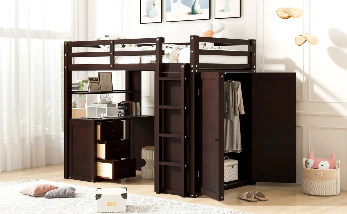 Loft Bed With Drawers, Desk, And Wardrobe - Furniture Home Direct