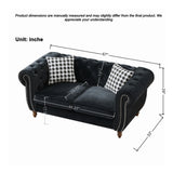 Chesterfield 3 And 2 Seater Velvet Upholstery Sofa With Roll Armrest & Nailhead Fabric Couch - Furniture Home Direct