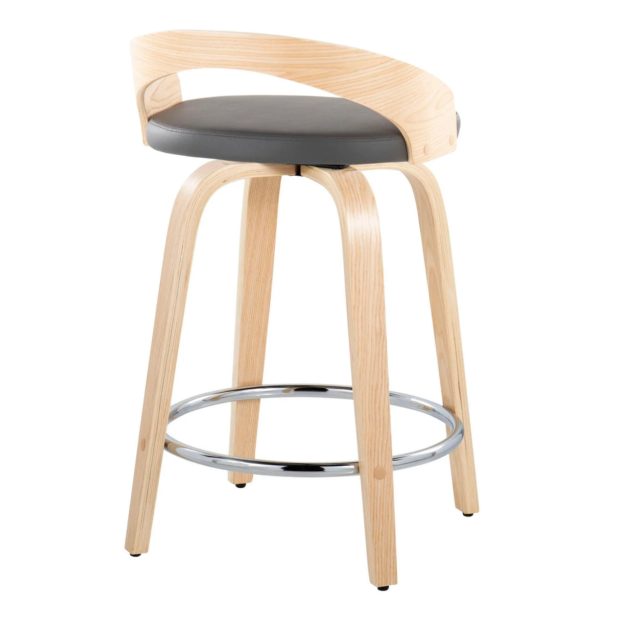 Grotto - Contemporary Fixed Height Counter Stool & Swivel, Round Footrest (Set of 2) - Furniture Home Direct