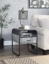 Raziela - End Table With Drawer - Concrete Gray / Black - Furniture Home Direct