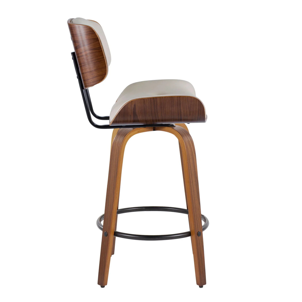 Lombardi - Mid-Century Modern Fixed Height Counter Stool With Swivel With Round Footrest (Set of 2) - Furniture Home Direct