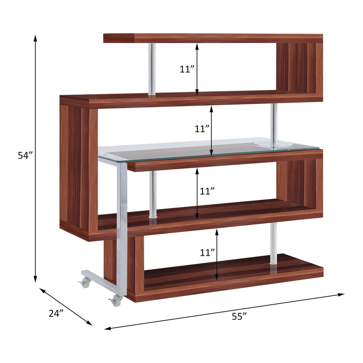Buck II - Clear Glass, Chrome High Gloss Writing Desk With Shelf - Furniture Home Direct