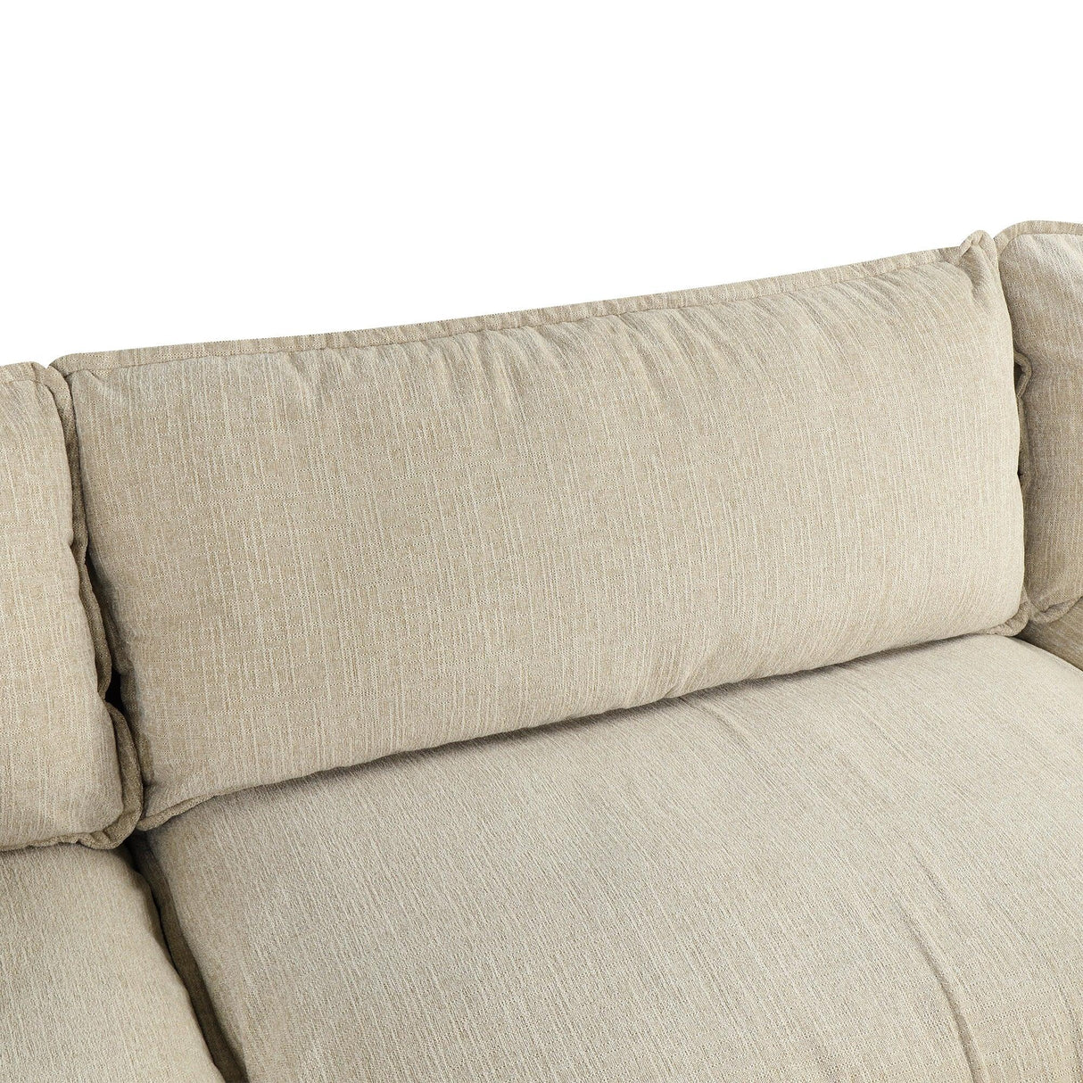 Cloud Sectional with Ottoman, Charging Ports and Three Back Pillows - Beige - Furniture Home Direct