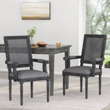 Elegant French Country Style Dining Chair With Cane Backrest