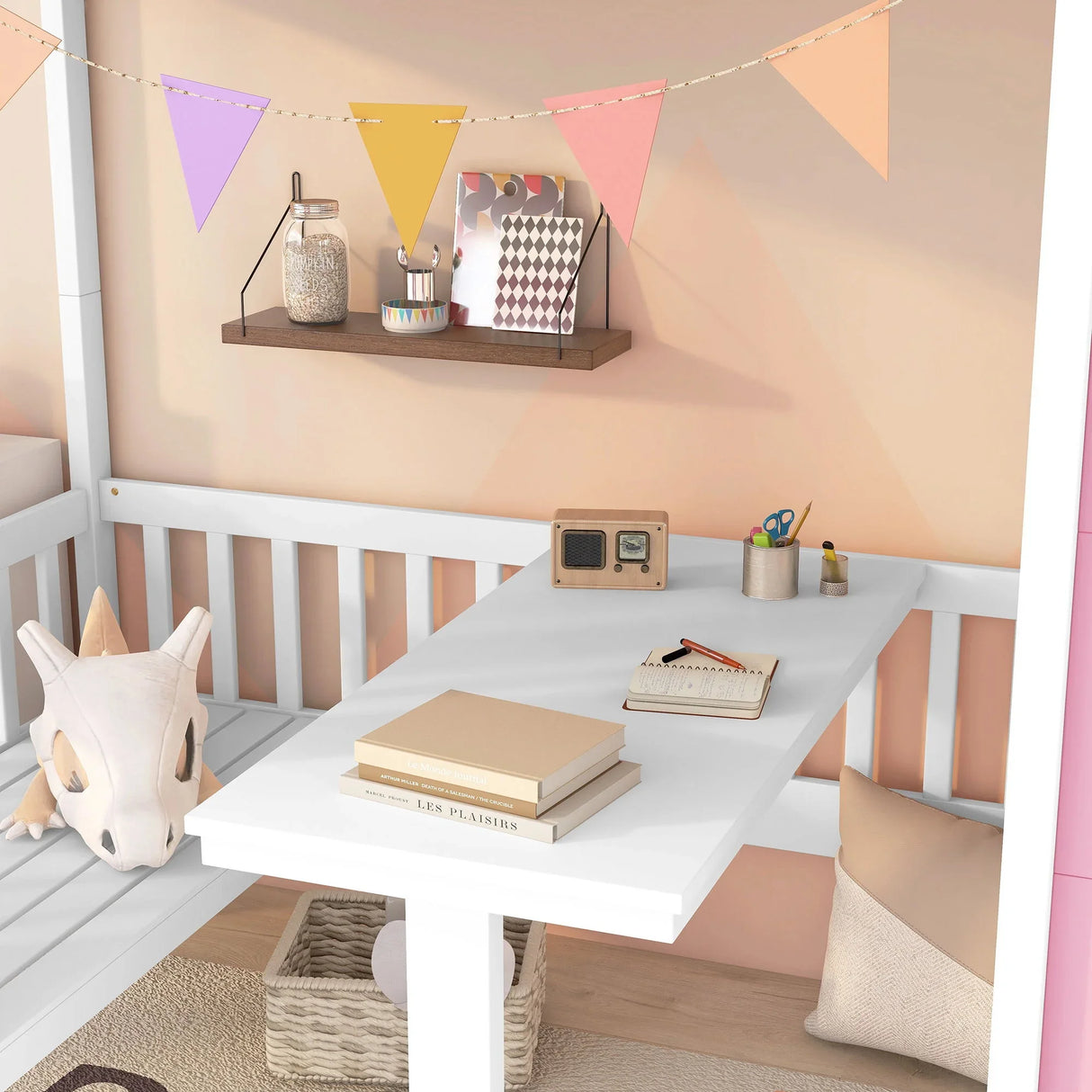 Twin Over Twin Bunk Bed With Changeable Table, Bunk Bed Turn Into Upper Bed And Down Desk - Furniture Home Direct