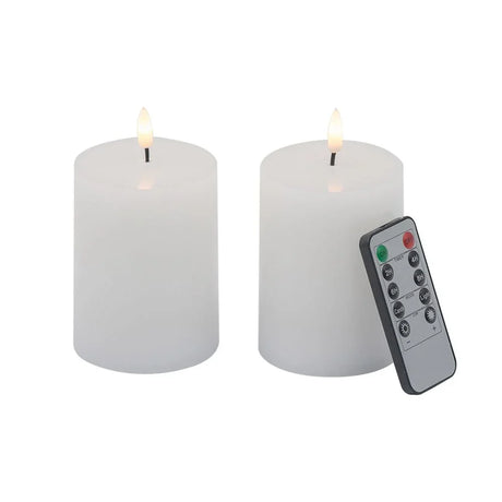 LED Candles With Wick And Remote Control Timer (Set of 2) - White - Furniture Home Direct
