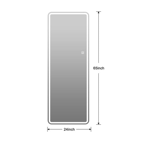 Frameless Full Length Floor Mirror With LED Light, Dimming & 3 Color Modes Mirror - Silver - Furniture Home Direct