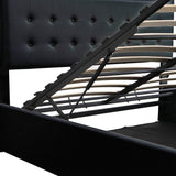 Storage Platform Bed Tufted Upholstered with LED Black - Furniture Home Direct