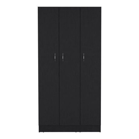 Wardrobe Armoire With 3 Doors And 2 Inner Drawers, 3 Doors - Black - Furniture Home Direct