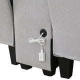 114.2 Sofa With Console 2 Cupholders 2 USB Ports Light Gray - Furniture Home Direct
