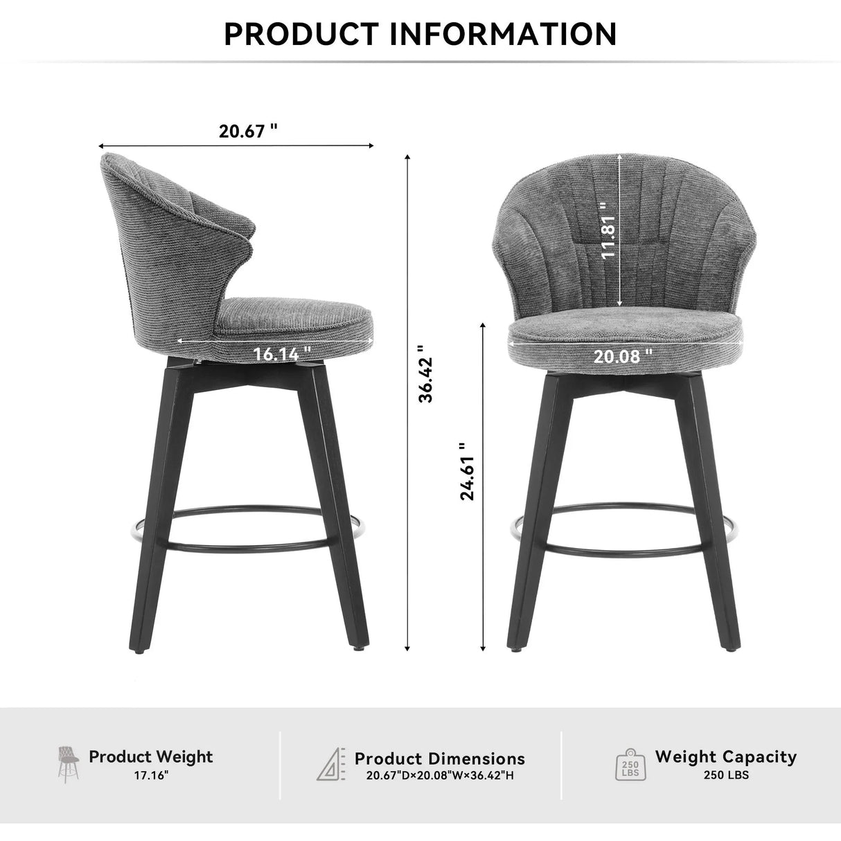 Wing Back Swivel Bar Stools (Set of 2) - Furniture Home Direct
