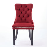 Classic Velvet Dining Chairs, High-End Tufted Solid Wood Contemporary Velvet Upholstered Dining Chair With Wood Legs Nailhead (Set of 2) - Burgundy - Furniture Home Direct