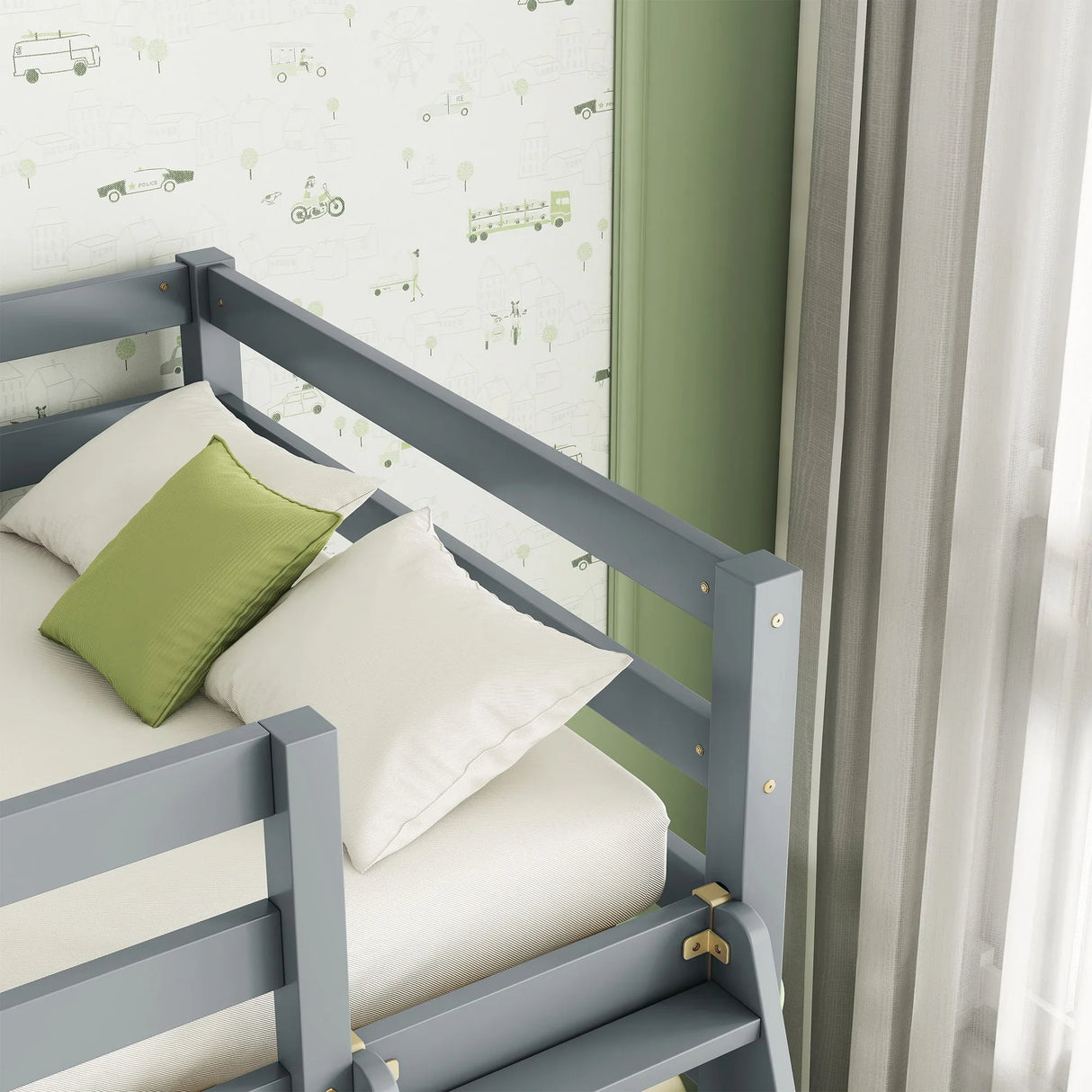 High Loft Bed With Inclined Ladder, Guardrails - Furniture Home Direct