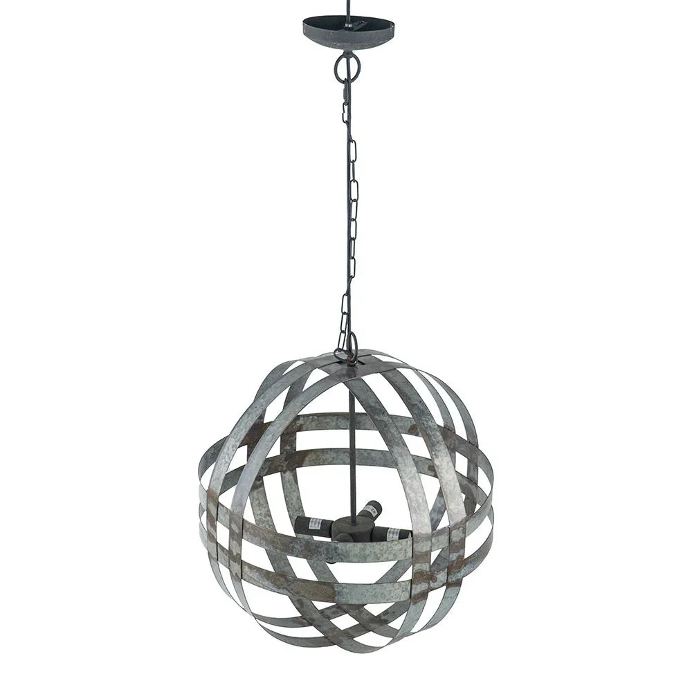4 Light Galvanized Chandelier, Hanging Light Fixture With Adjustable Chain For Kitchen, Bulb Not Included - Gray - Furniture Home Direct