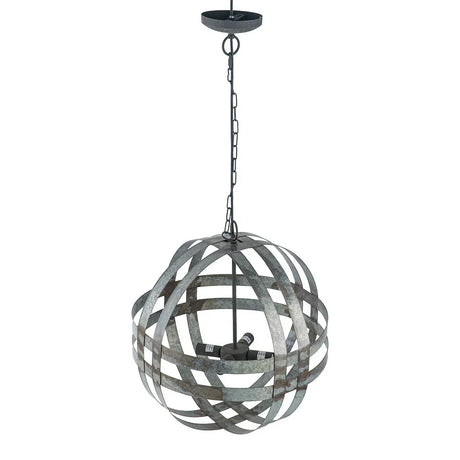 4 Light Galvanized Chandelier, Hanging Light Fixture With Adjustable Chain For Kitchen, Bulb Not Included - Gray - Furniture Home Direct