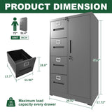 Metal Storage Vertical Filing Cabinet With Lock, 4 Drawers, 1 Door, Steel Construction, School / Office Use - Furniture Home Direct