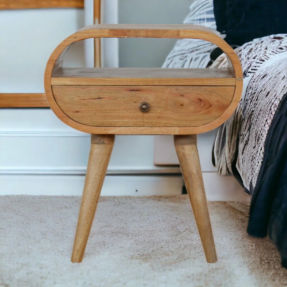 Circular Open Bedside Nightstand - Furniture Home Direct
