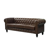 PU Upholstered Tufted Sofa - Brown - Furniture Home Direct