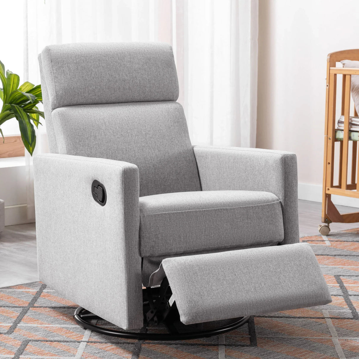Modern Upholstered Rocker Nursery Chair Plush Seating Glider Swivel Recliner Chair - Furniture Home Direct