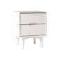 Mid-Century Modern 2 Drawer Solid Wood Nighstand With Cutout Handles - Furniture Home Direct