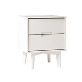 Mid-Century Modern 2 Drawer Solid Wood Nighstand With Cutout Handles - Furniture Home Direct