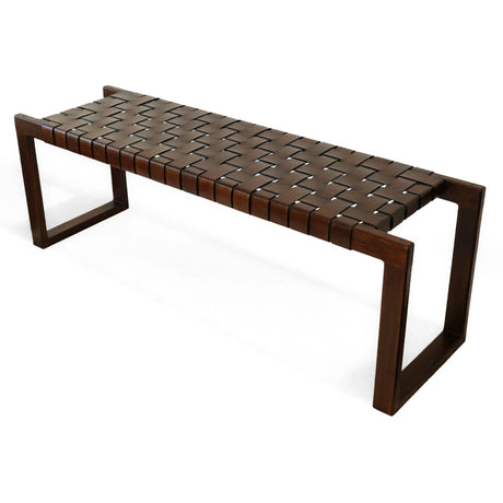 Christina - Leather Bench - Cognac / Dark Brown / Tan - Furniture Home Direct