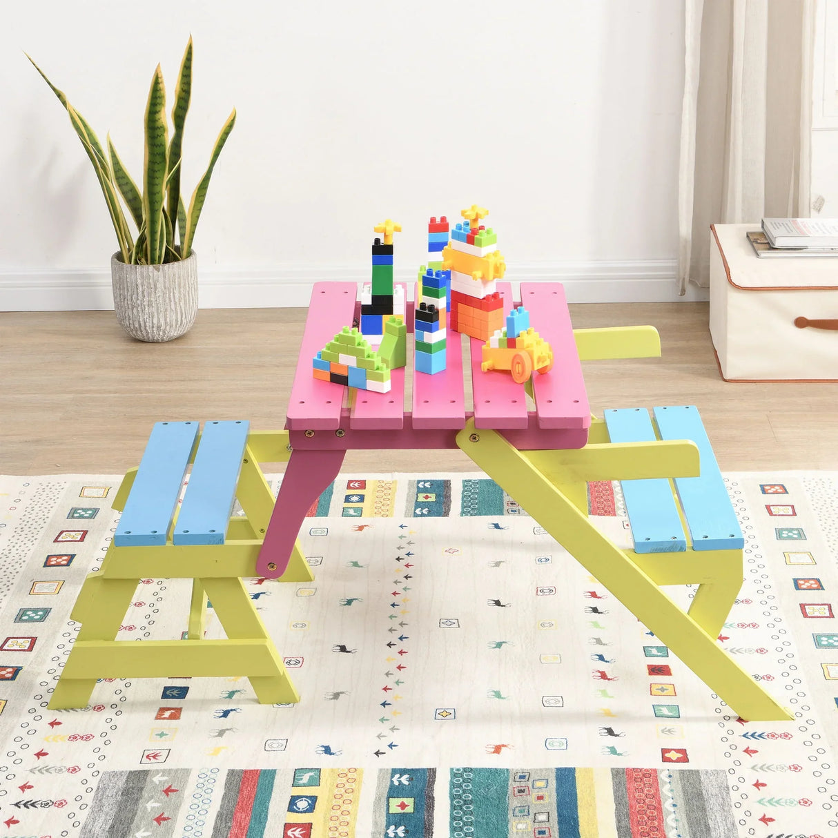 Kids Multi-Functional Arm Chair, Table With 2 Benches All-In-One Set - Furniture Home Direct