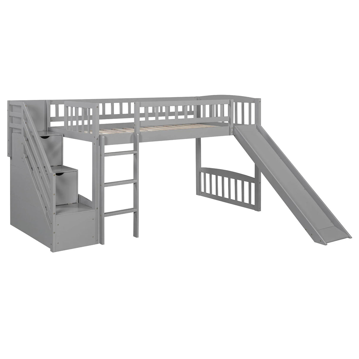 Loft Stairway Bed With 2 Drawers, Convertible Ladder And Slide - Furniture Home Direct
